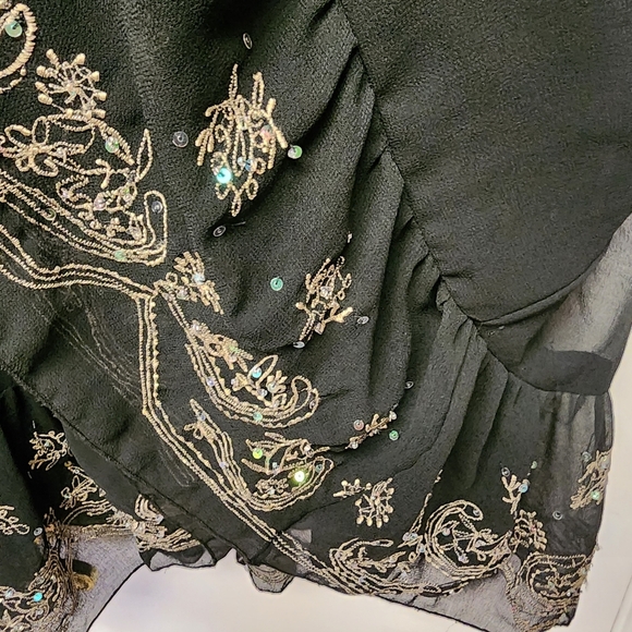 Vintage Gypsy Black Midi bohemian skirt - Picture 2 of 5